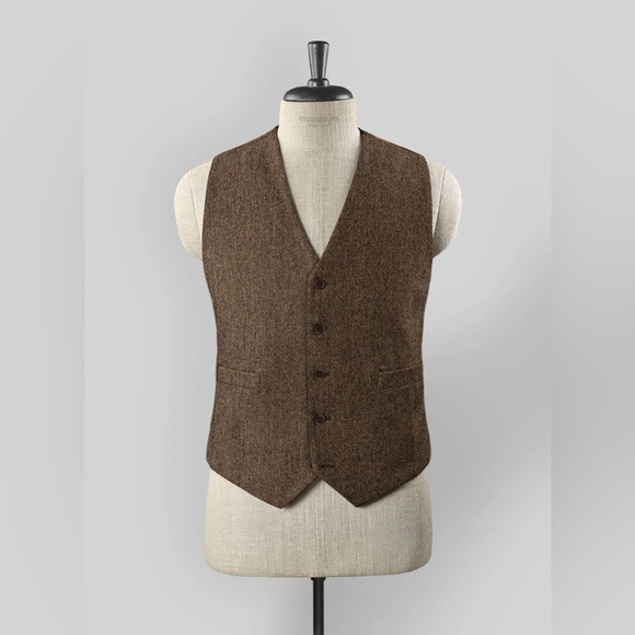 Rust Herringbone Tweed Vest and Pants - Picture 2 of 12
